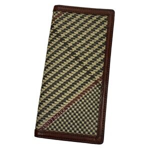 Vintage Polo Ralph Lauren Long Folding Card Wallet Brown Beige Houndstooth